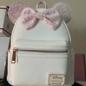 Loungefly Iridescent White & Pink Sequin Mini Backpack